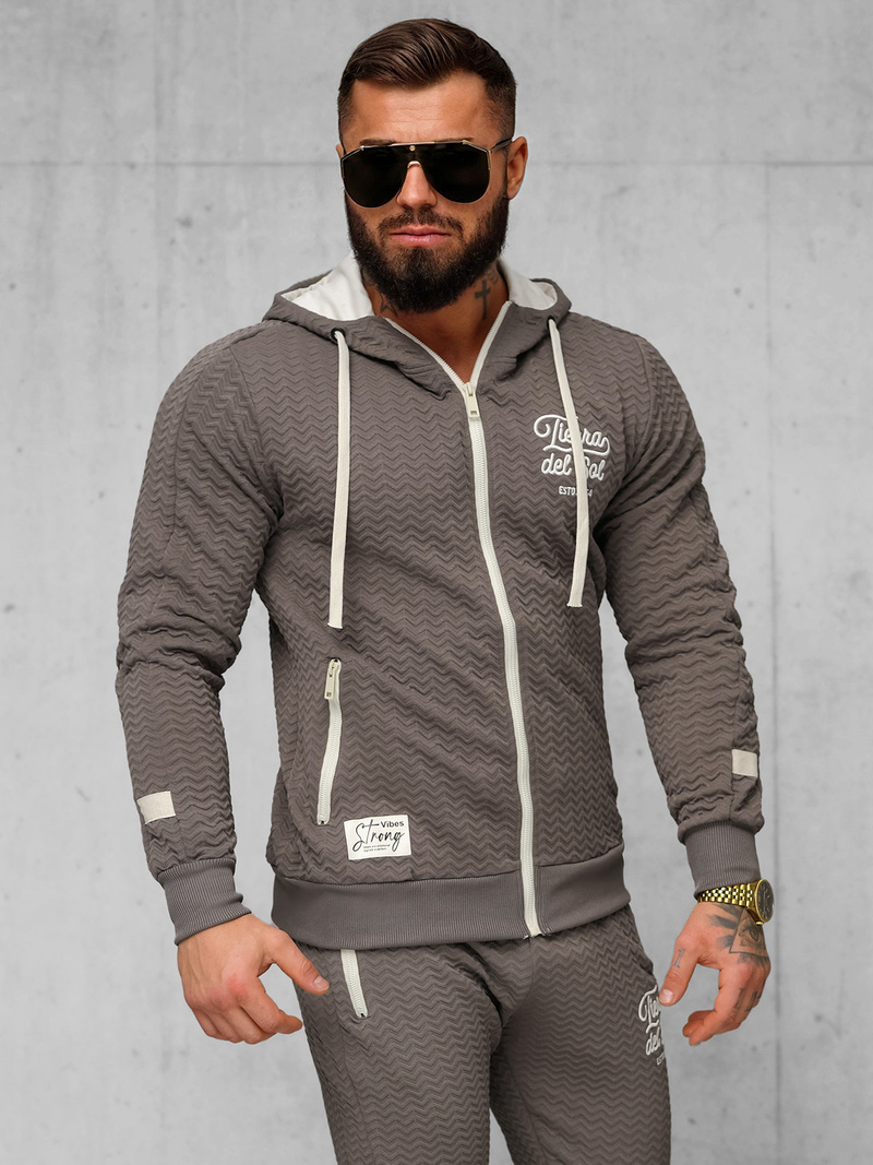 Compleu sport bărbaţi bej-gri OZONEE O/FF5032AB