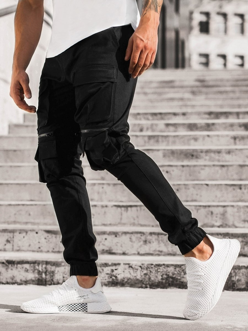 Pantaloni chino jogger pentru bărbați negri OZONEE G/2787