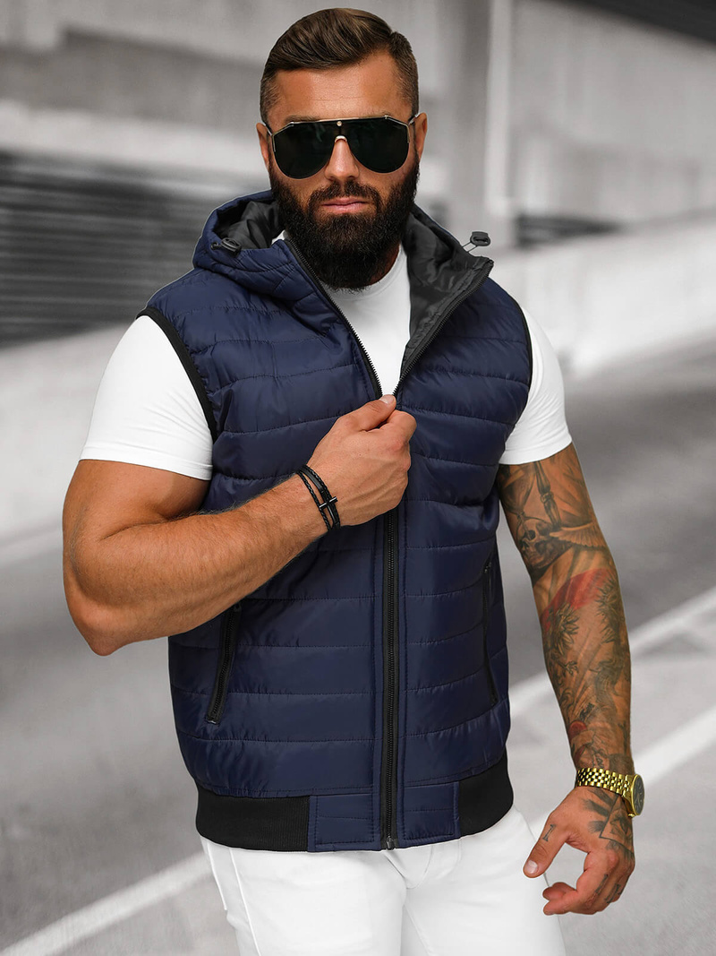 Vestă bărbați albastru marin OZONEE JS/MY88Z