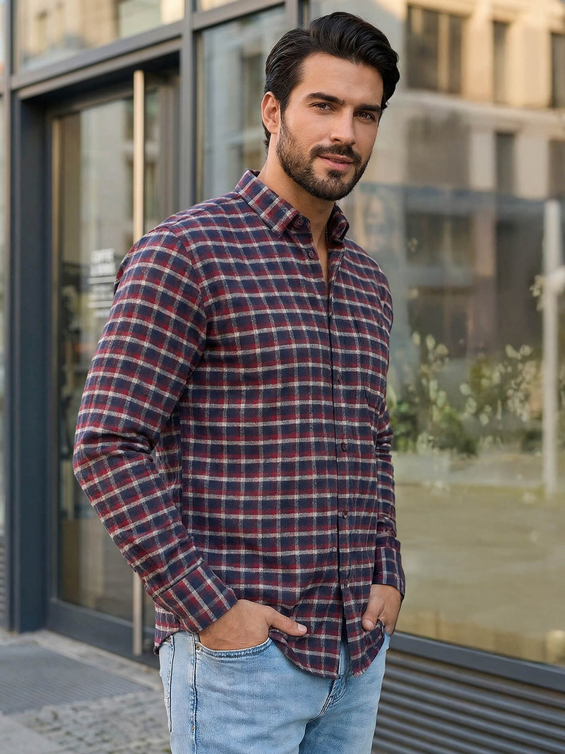 Cămașă bărbați bordo OZONEE V/V176Z