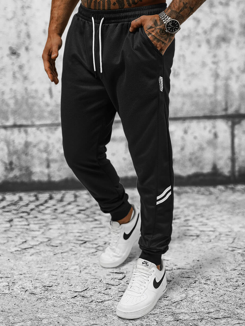 Pantaloni de trening bărbaţi negri OZONEE JS/8K205