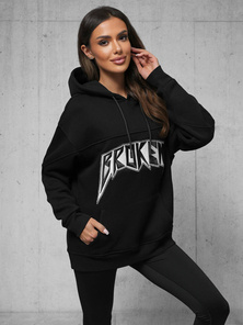 Hanorac oversize negru OZONEE O/SWE23019Z