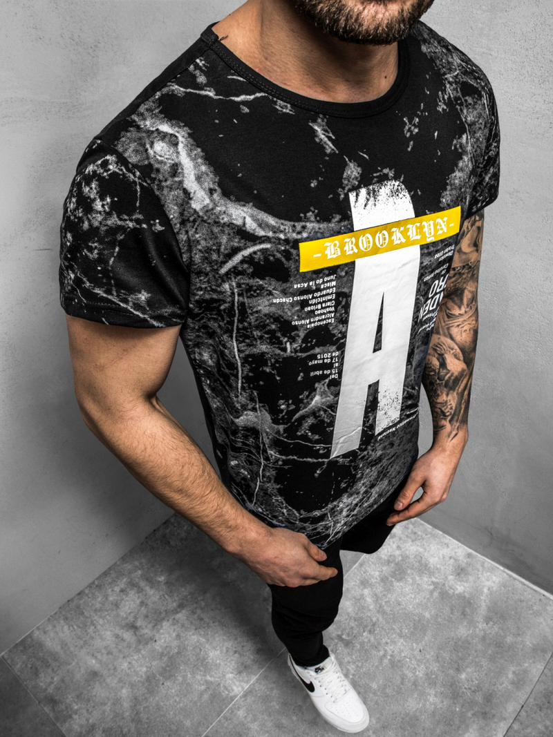 Tricou bărbați negru OZONEE JS/SS10921Z