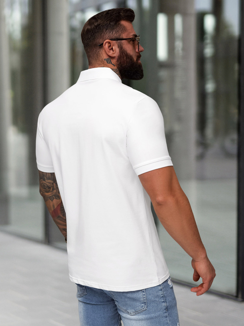 Tricou polo bărbați alb OZONEE NB/MT3121