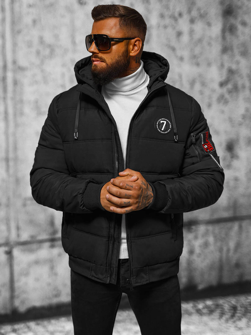 Geacă bărbați neagră OZONEE JS/84M3030/392