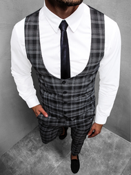 Set pentru bărbați - Vestă de costum cu pantaloni chino, negru OZONEE DJ/5601