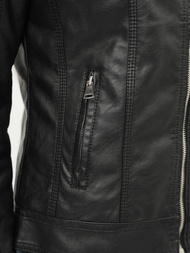 Geacă de piele pentru femei neagră OZONEE JS/11Z8010