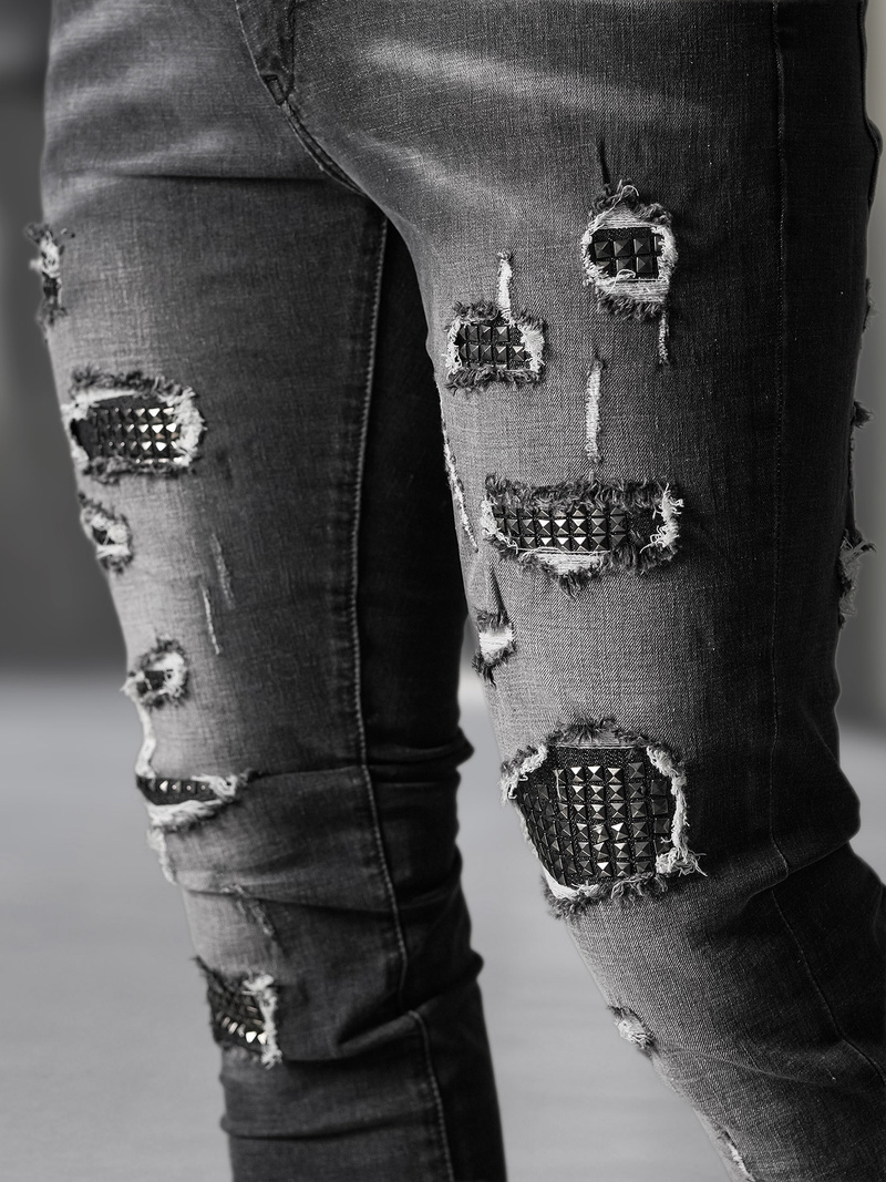 Blugi bărbaţi negri OZONEE NB/MP0152NZ