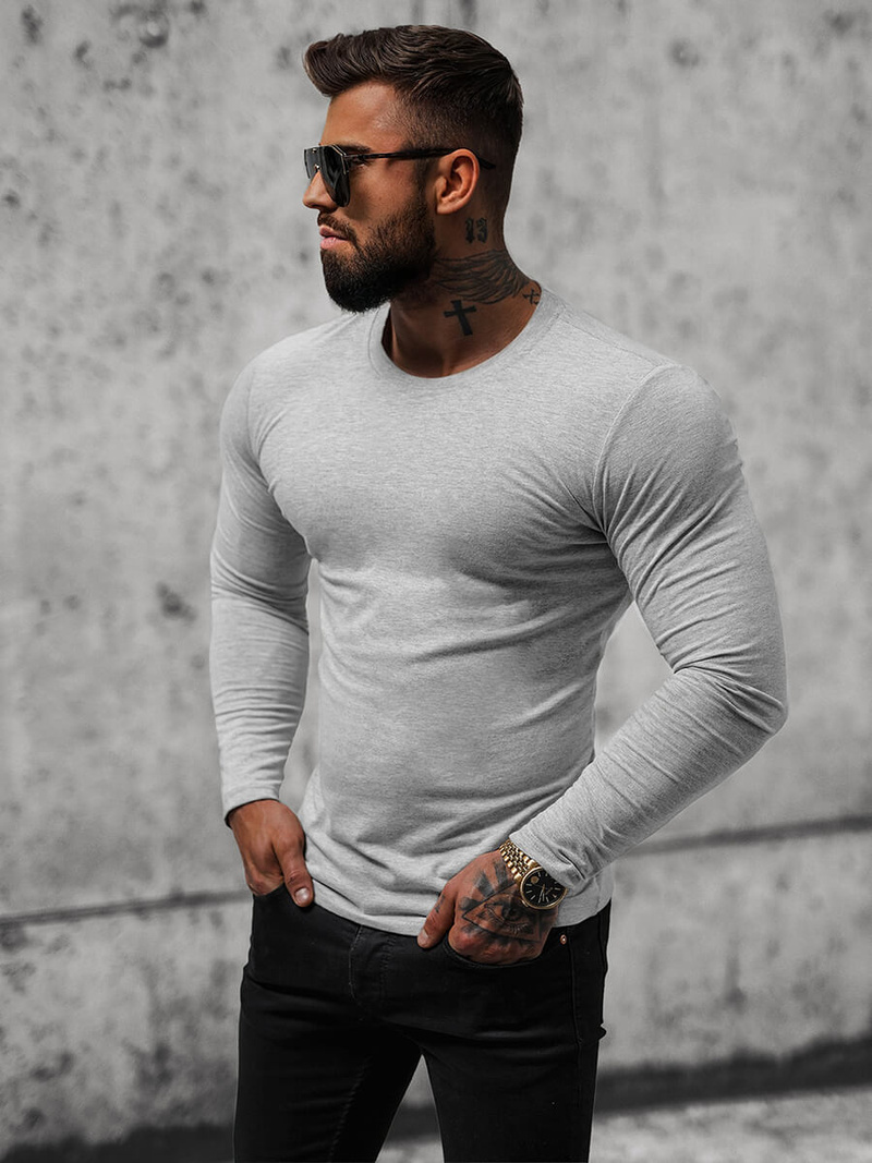 Tricou cu mânecă lungă bărbați gri OZONEE O/B260