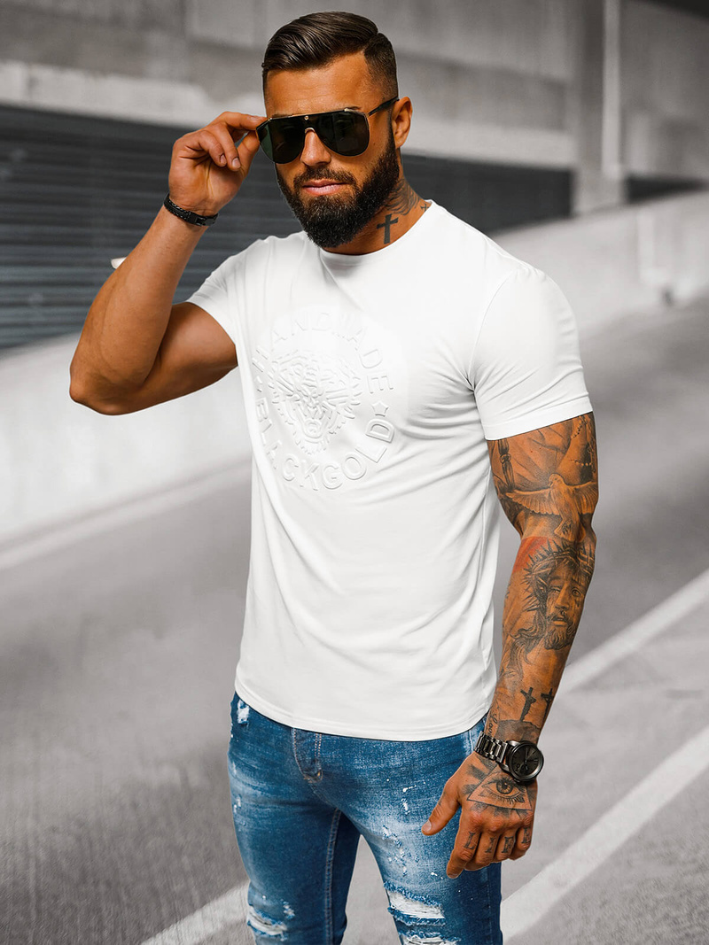 Tricou bărbați alb OZONEE NB/MT3056Z