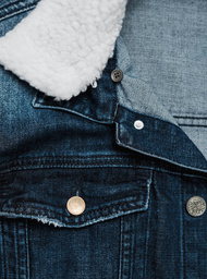 Jachetă de blugi bărbați sherpa albastră închis OZONEE NB/MJ516BSZ