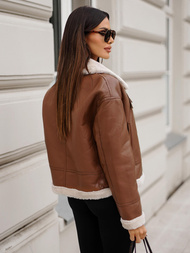 Geacă de piele pentru femei maro OZONEE JS/11Z8176