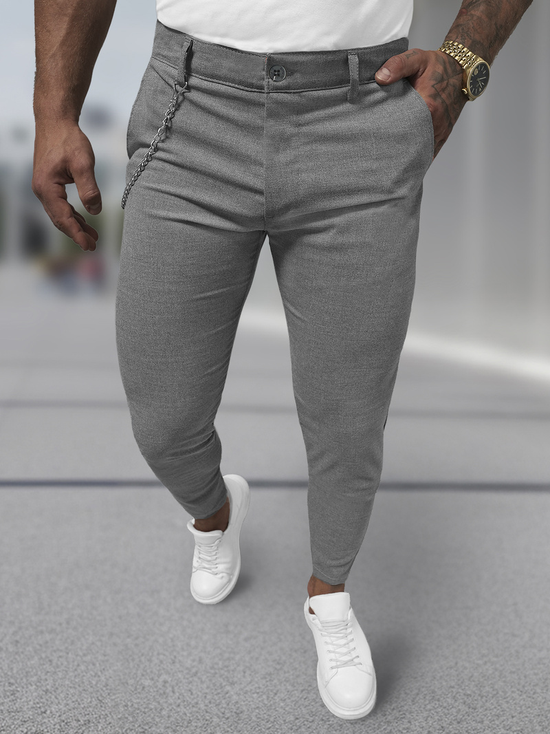 Pantaloni chino bărbaţi gri închis OZONEE DJ/3300