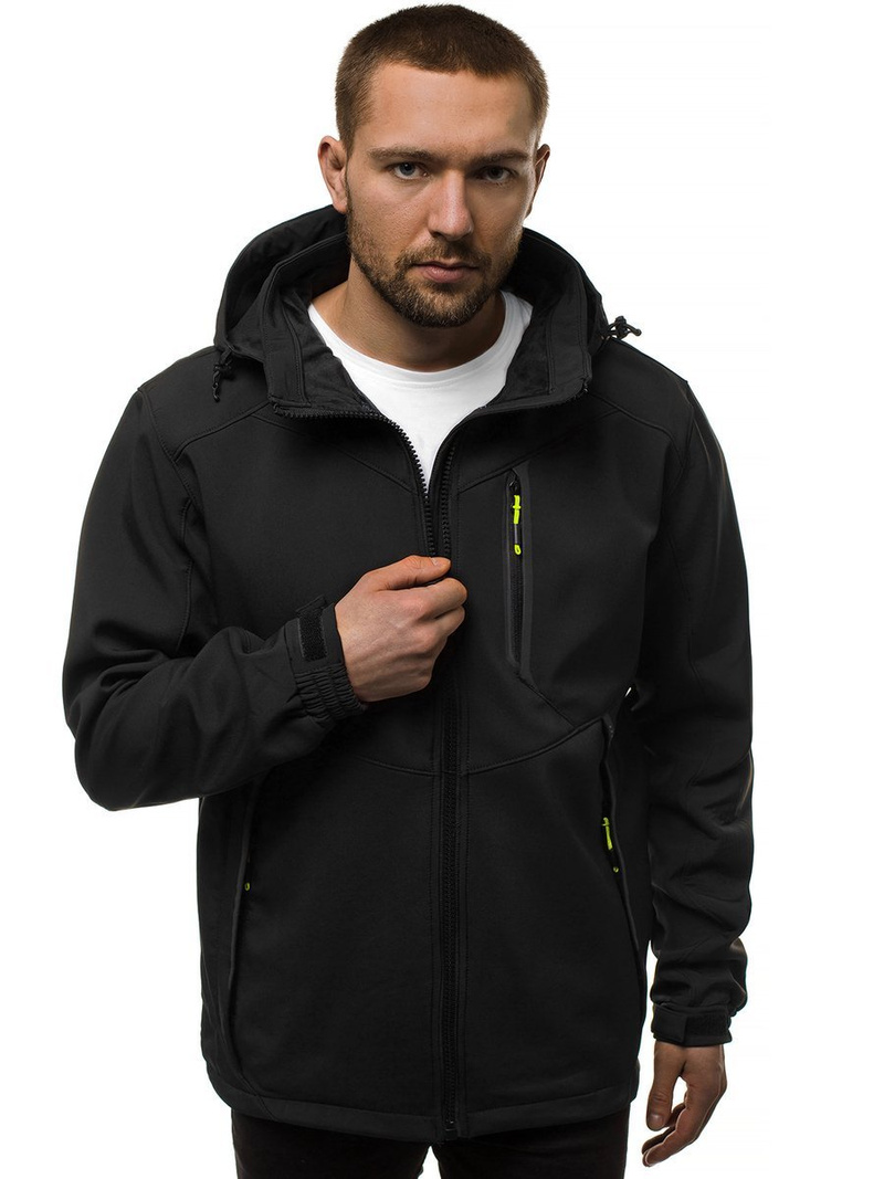Jachetă bărbați SOFTSHELL negru-galben OZONEE GE/12266Z
