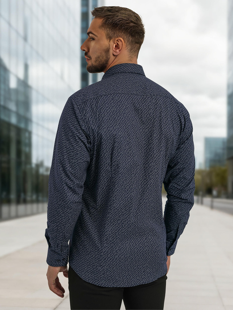 Cămașă bărbați albastru marin OZONEE V/V186