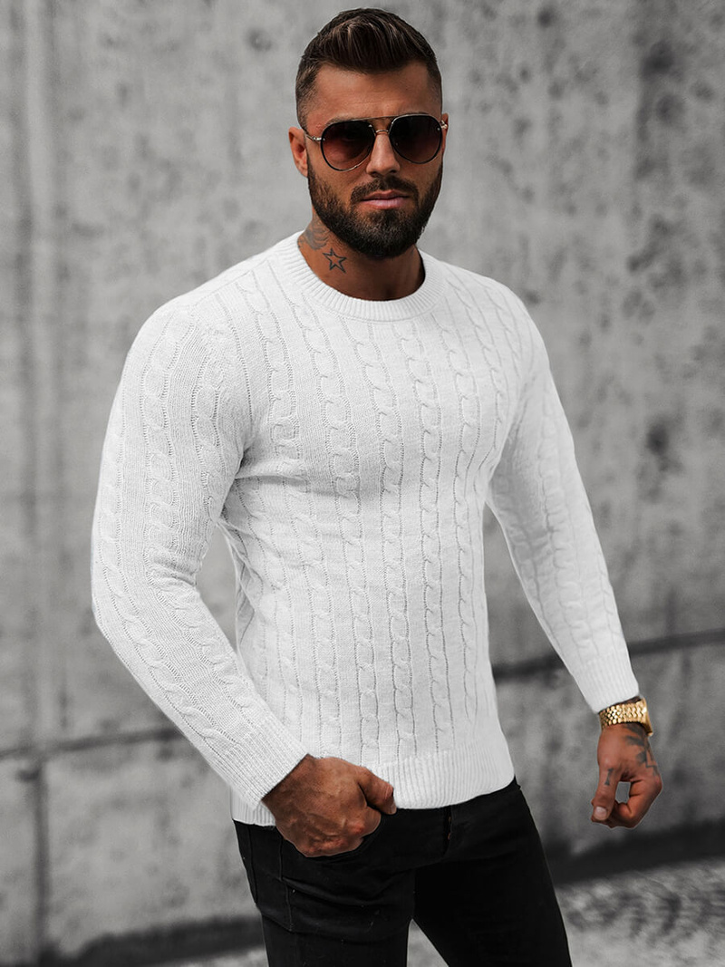 Pulover bărbați alb OZONEE NB/MM6021/1Z