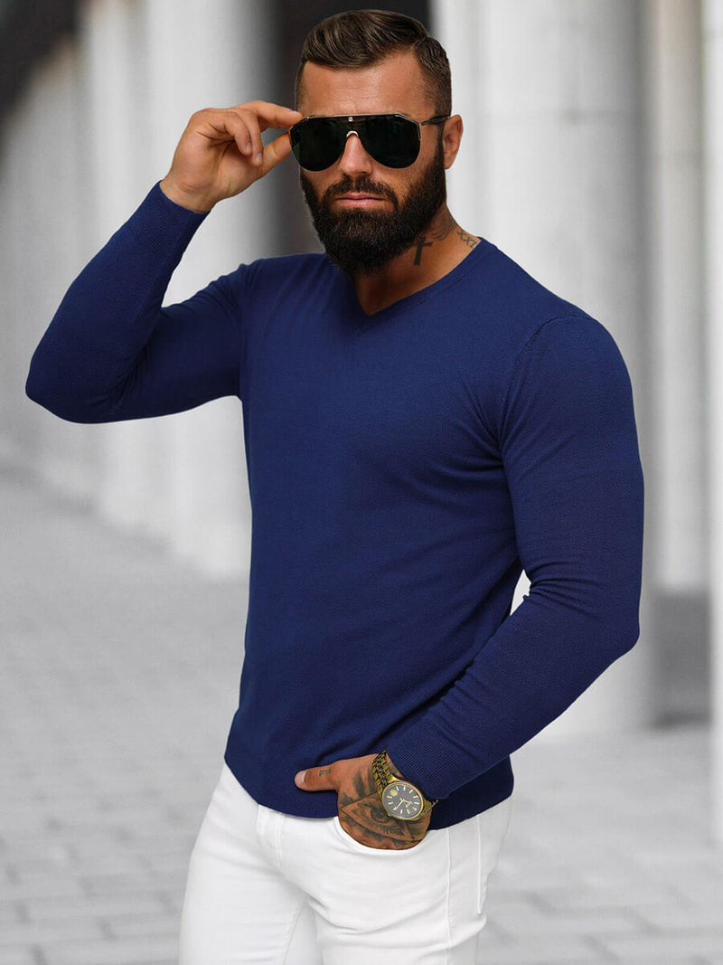 Pulover bărbați albastru închis OZONEE NB/MMB601/5Z