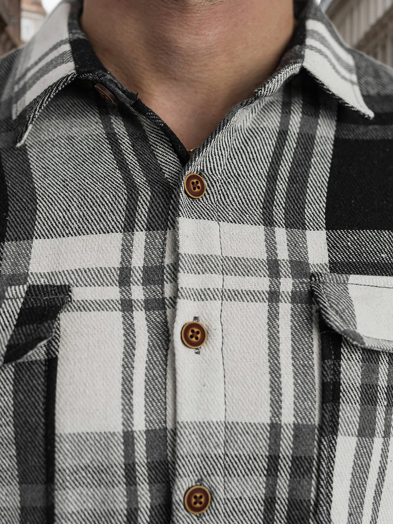 Cămașă bărbați neagră-albă OZONEE NB/MC728N/3Z