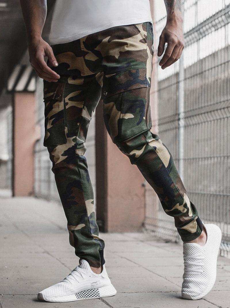 Pantaloni jogger bărbați verde-camuflaj OZONEE A/1003