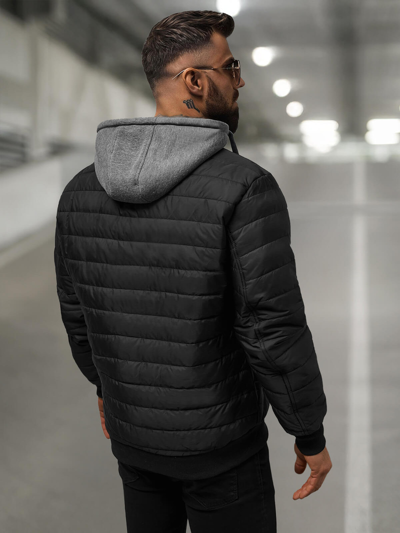 Jachetă bărbați neagră OZONEE JS/8M985/392