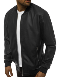 Geacă de piele bărbați neagră OZONEE N/6121