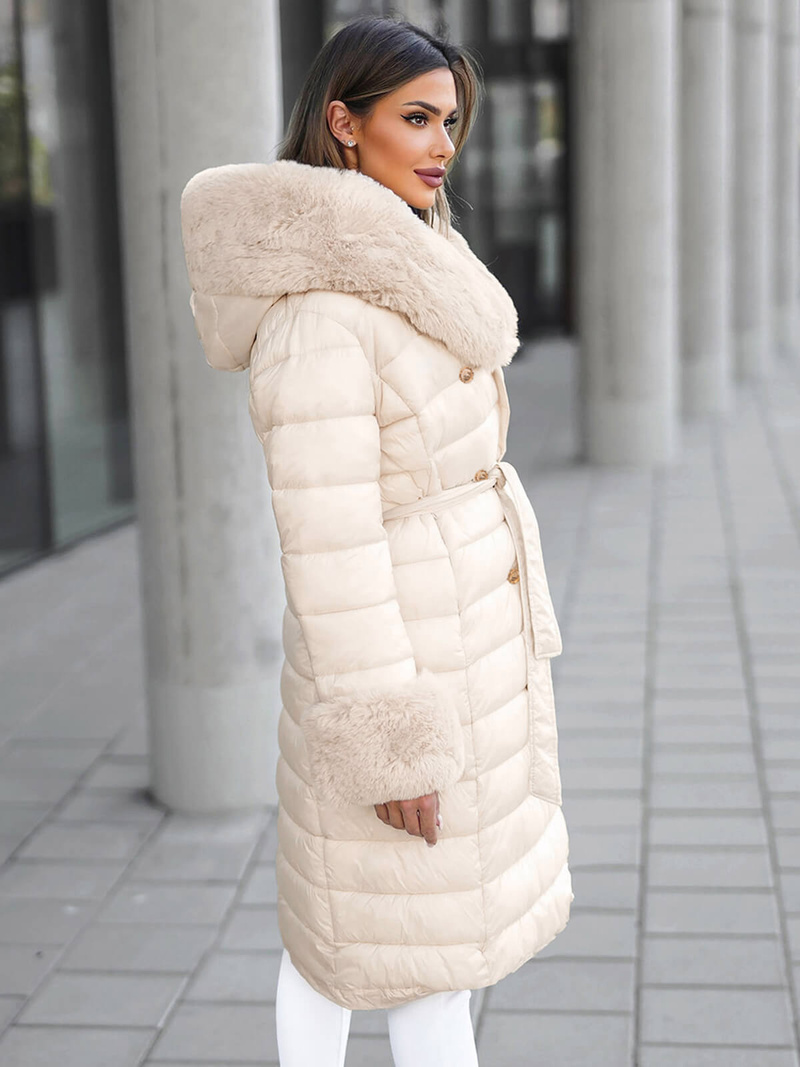 Palton de femei bej OZONEE JS/5M3160/254Z