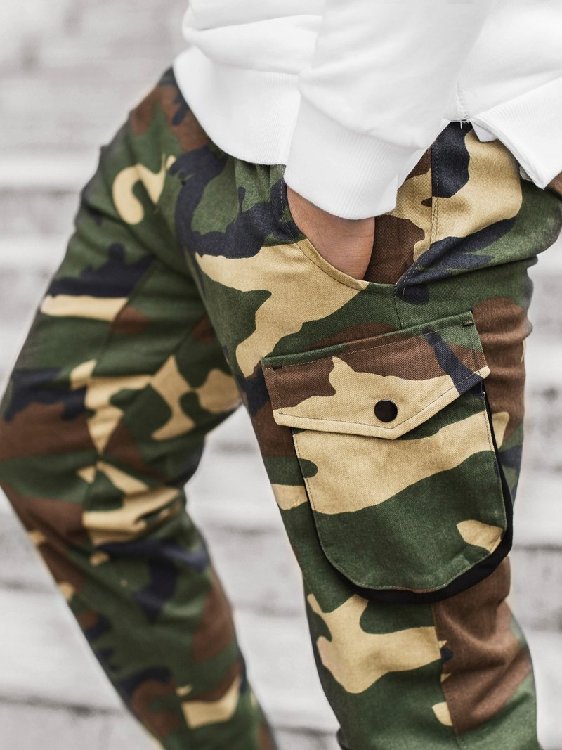 Pantaloni jogger bărbați verde-camuflaj OZONEE A/705