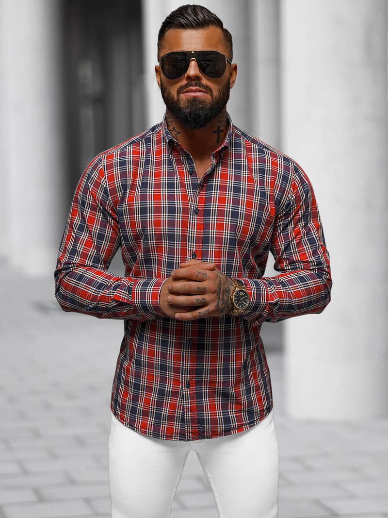 Cămașă bărbați roșie OZONEE O/V100