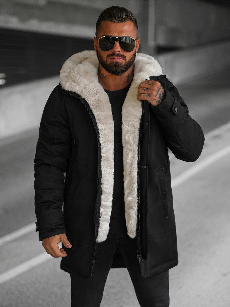 Geacă de iarnă parka bărbați neagră OZONEE JS/22M319/392Z