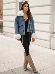 Jachetă de blugi femei albastră OZONEE JS/11Z8219