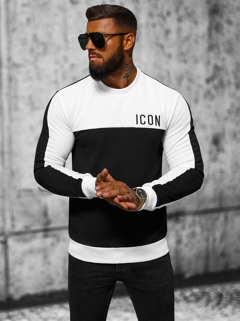 Hanorac bărbați alb-negru OZONEE O/P2032