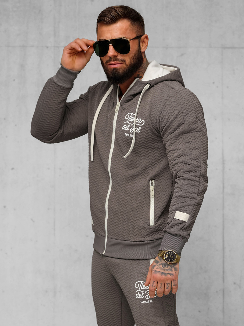 Compleu sport bărbaţi bej-gri OZONEE O/FF5032AB