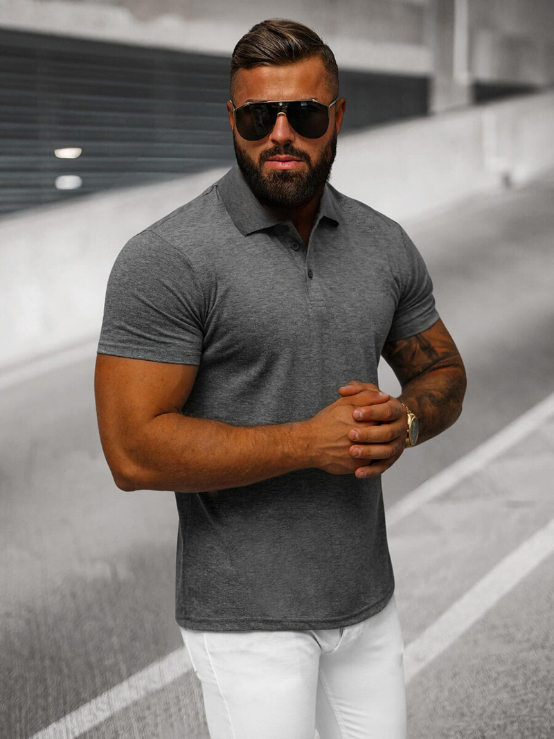 Tricou polo bărbați antracit OZONEE JS/8T80/5Z