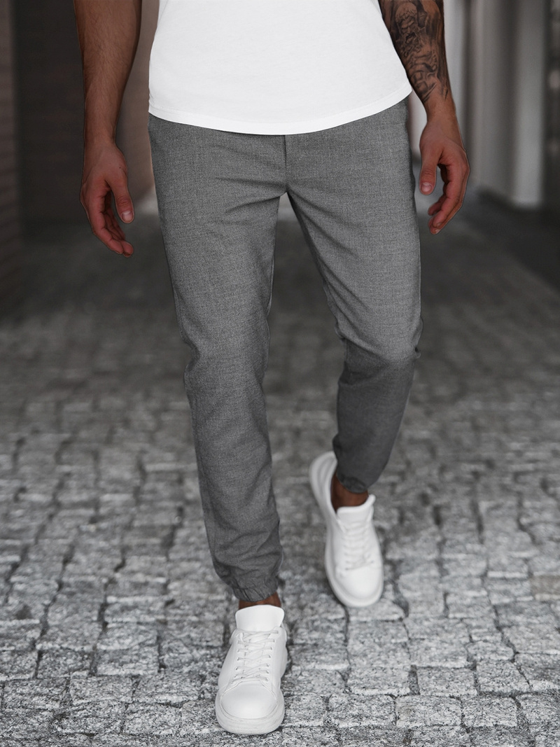 Pantaloni chino bărbaţi gri închis OZONEE DJ/5539Z