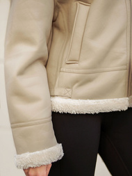 Geacă de piele pentru femei bej OZONEE JS/11Z8178