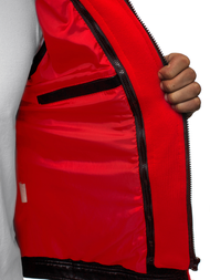 Geacă de piele bărbați neagră-roșie OZONEE N/6129Z