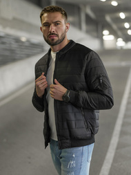 Jachetă bărbați neagră OZONEE JS/8M985/392Z