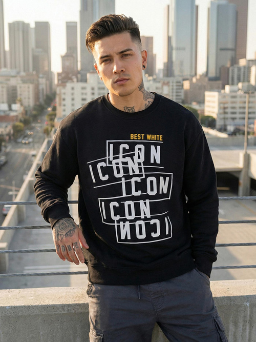 Hanorac bărbați negru OZONEE JS/8B1763/3Z