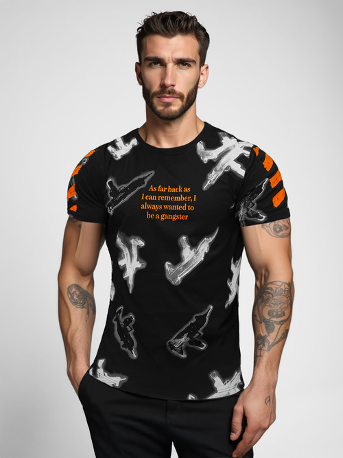 Tricou bărbați negri OZONEE O/MPO3471Z