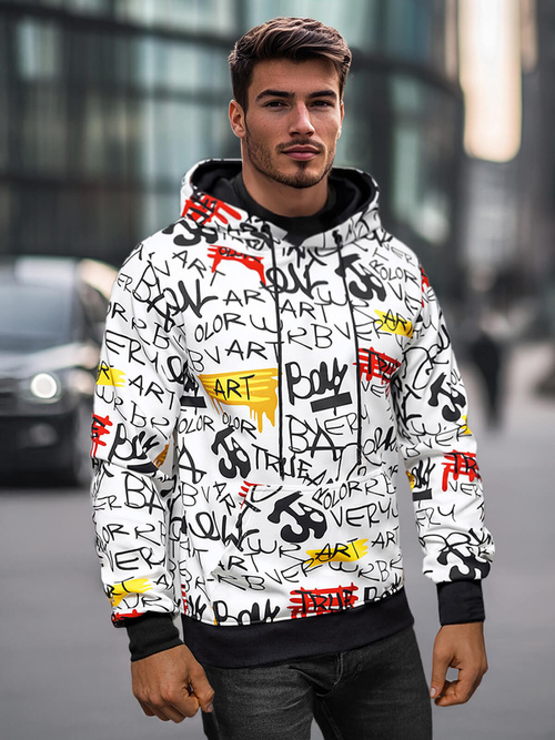 Hanorac bărbați alb OZONEE JS/8B1251/1Z