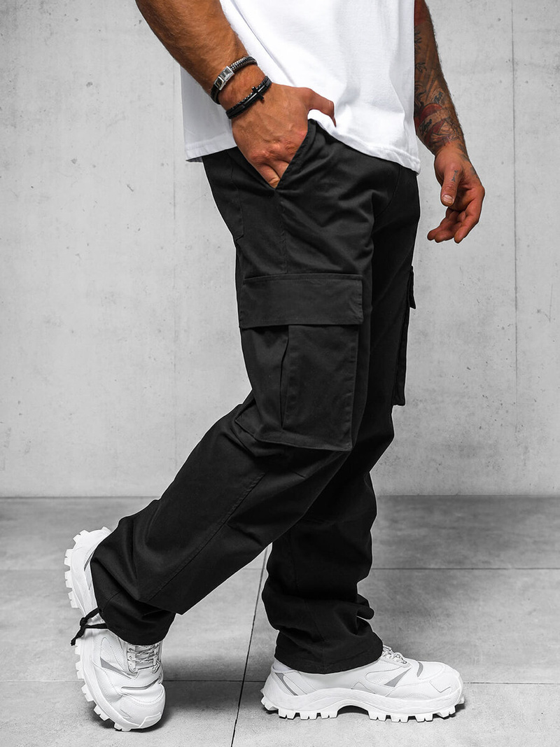 Pantaloni cargo relaxed bărbaţi negri OZONEE O/G3179Z