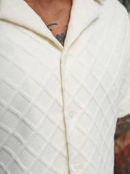 Cămașă cu mâneca scurtă bărbați écru OZONEE O/B2257