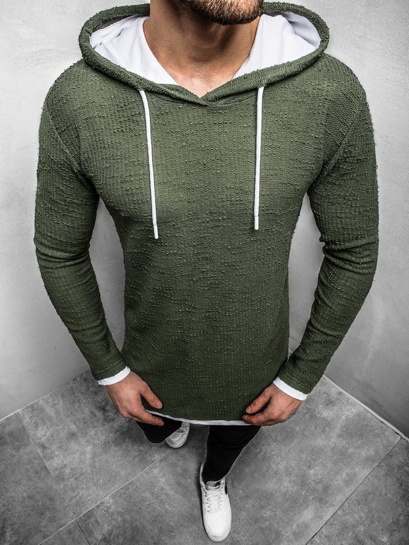 Hanorac bărbați cu glugă verde închis OZONEE O/1252Z