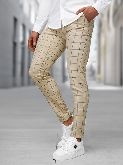 Pantaloni chino bărbaţi bej OZONEE DJ/5522Z