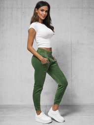 Pantaloni de trening din catifea femei kaki OZONEE O/CR98108