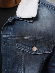 Jachetă de blugi bărbați sherpa albastră închis OZONEE NB/MJ516BSZ