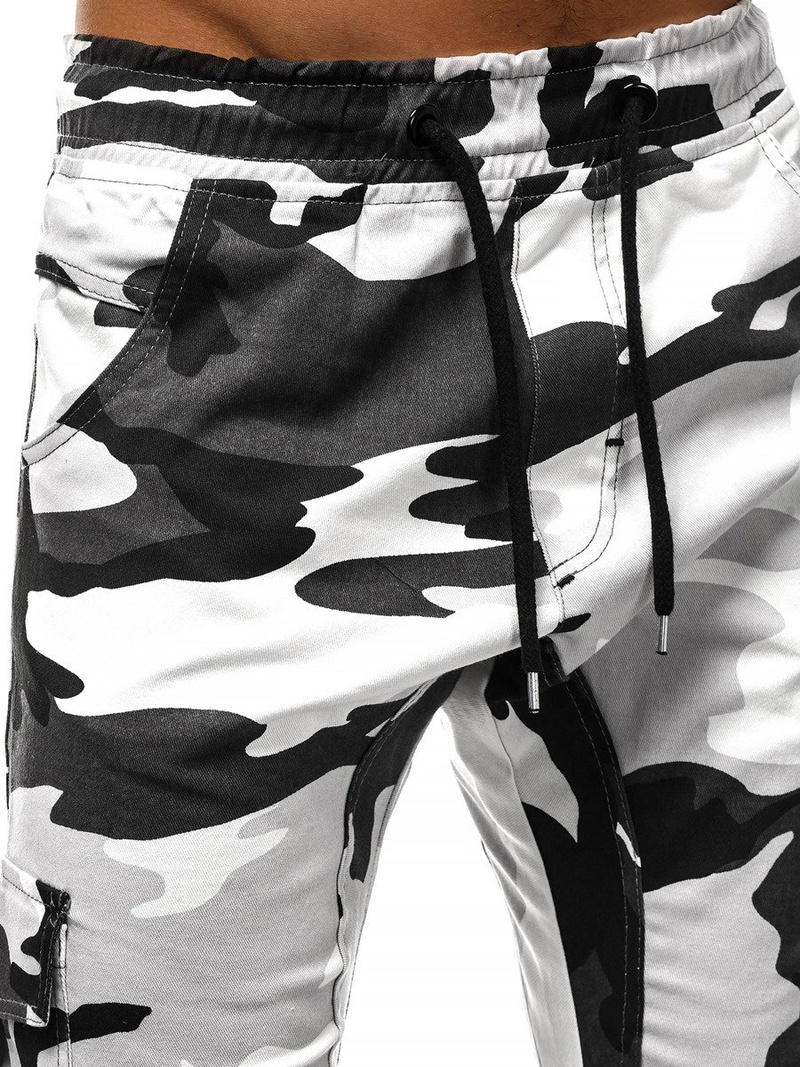 Pantaloni jogger bărbați negri-albi OZONEE A/404