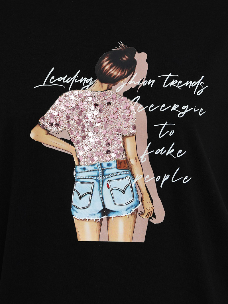 Tricou femei negri OZONEE JS/95T2573/3