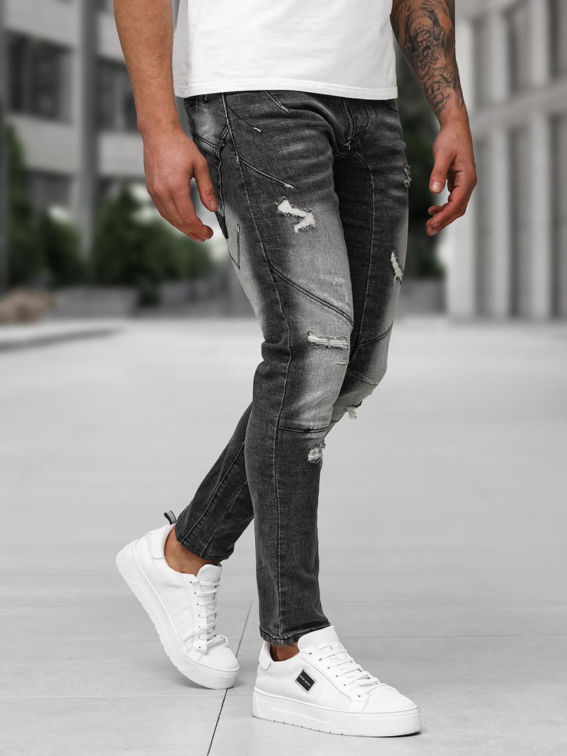 Blugi bărbaţi negri OZONEE NB/MP0045NZ