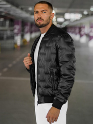 Geacă de piele bărbați neagră OZONEE O/11Z8099Z